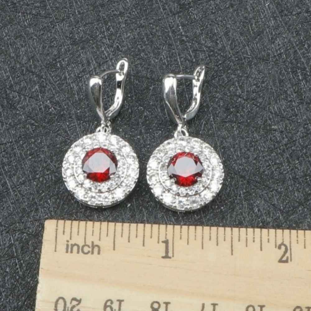 Sterling silver set with red simulated sapphire - Picture 4 of 6